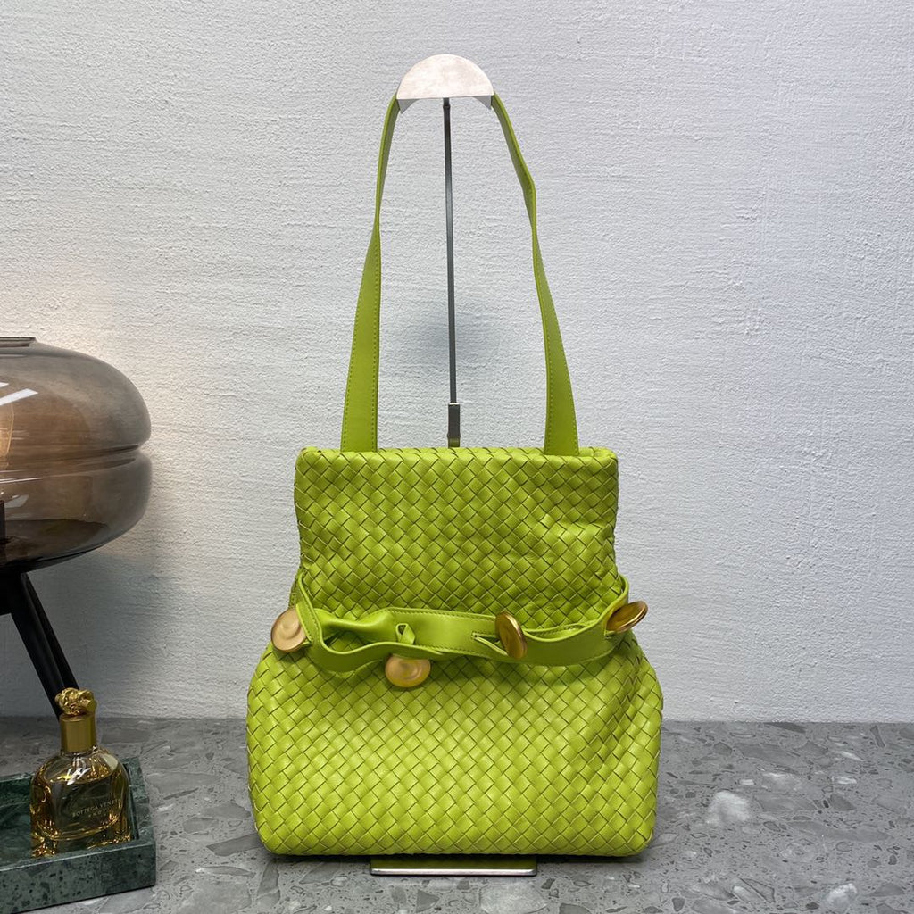 Intrecciato Shoulder Bag Neon Green, For Women, Women Bags 10.2in/26cm
