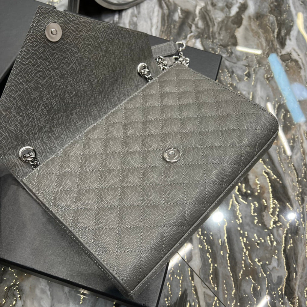 Top Quality Envelope MeTop Qualityum Chain Bag Dark Grey For Women, Women’s Bags 9.4in/24cm YSL