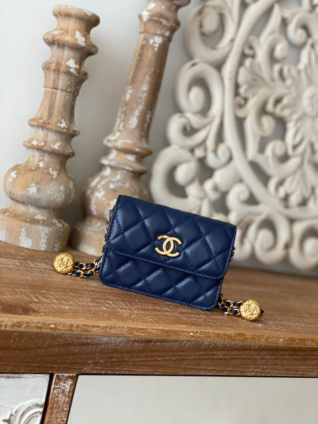Chanel Clutch With Chain Blue For Women Bags 4.8in/12.3cm