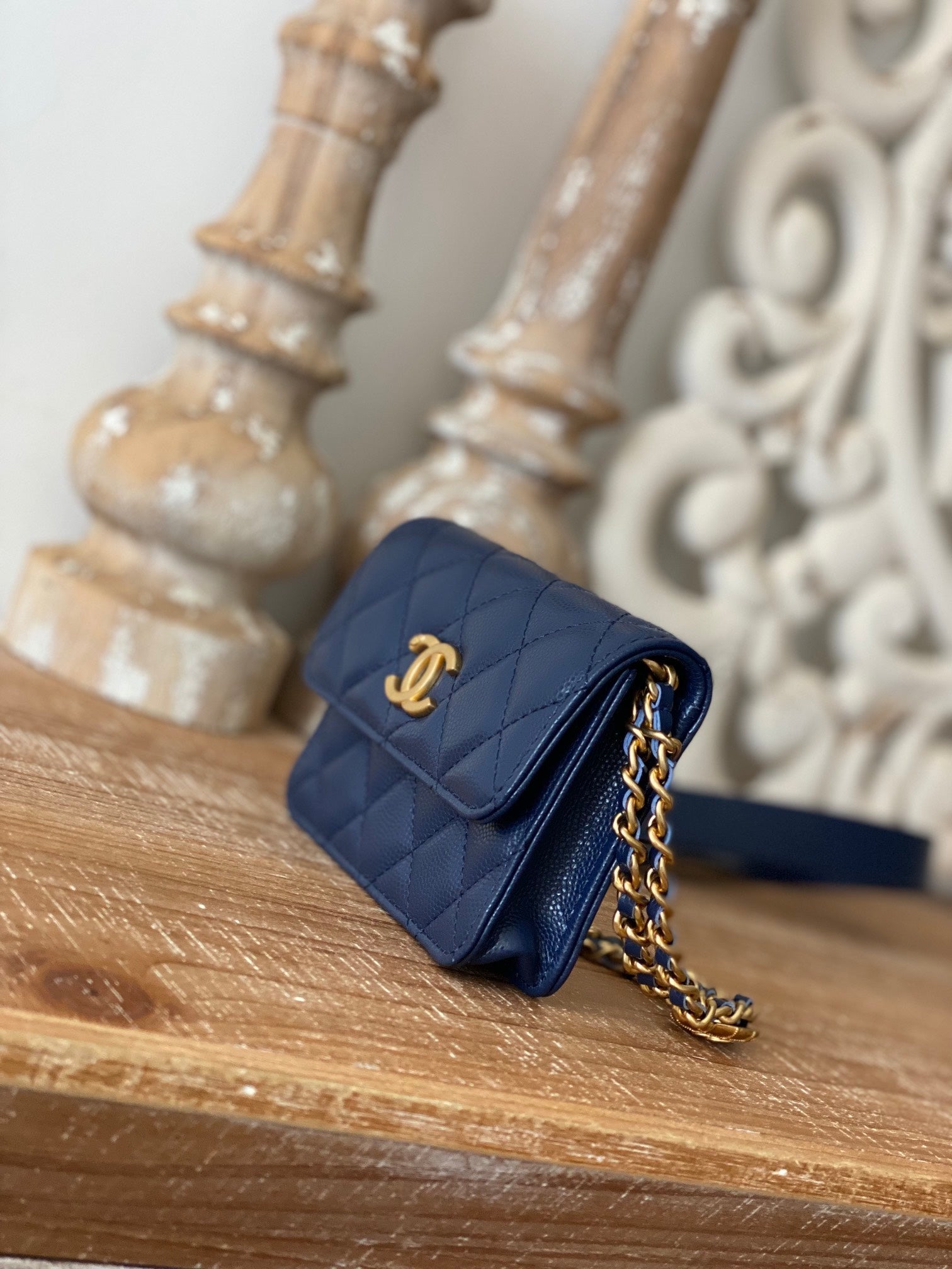 Chanel Clutch With Chain Blue For Women Bags 4.8in/12.3cm
