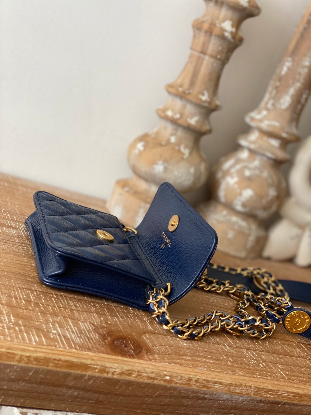 Chanel Clutch With Chain Blue For Women Bags 4.8in/12.3cm