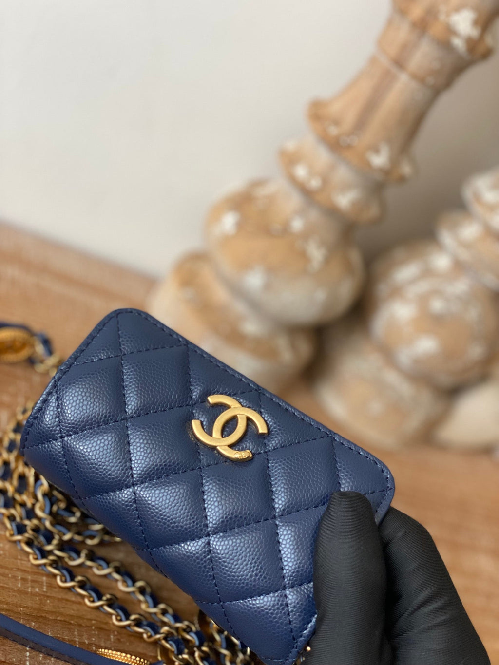 Chanel Clutch With Chain Blue For Women Bags 4.8in/12.3cm
