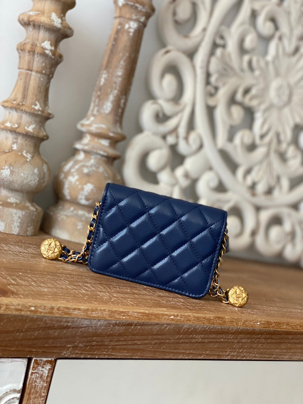 Chanel Clutch With Chain Blue For Women Bags 4.8in/12.3cm