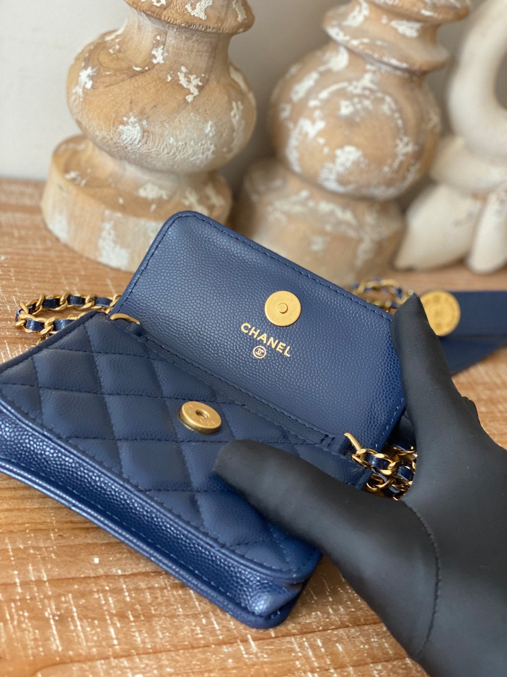 Chanel Clutch With Chain Blue For Women Bags 4.8in/12.3cm