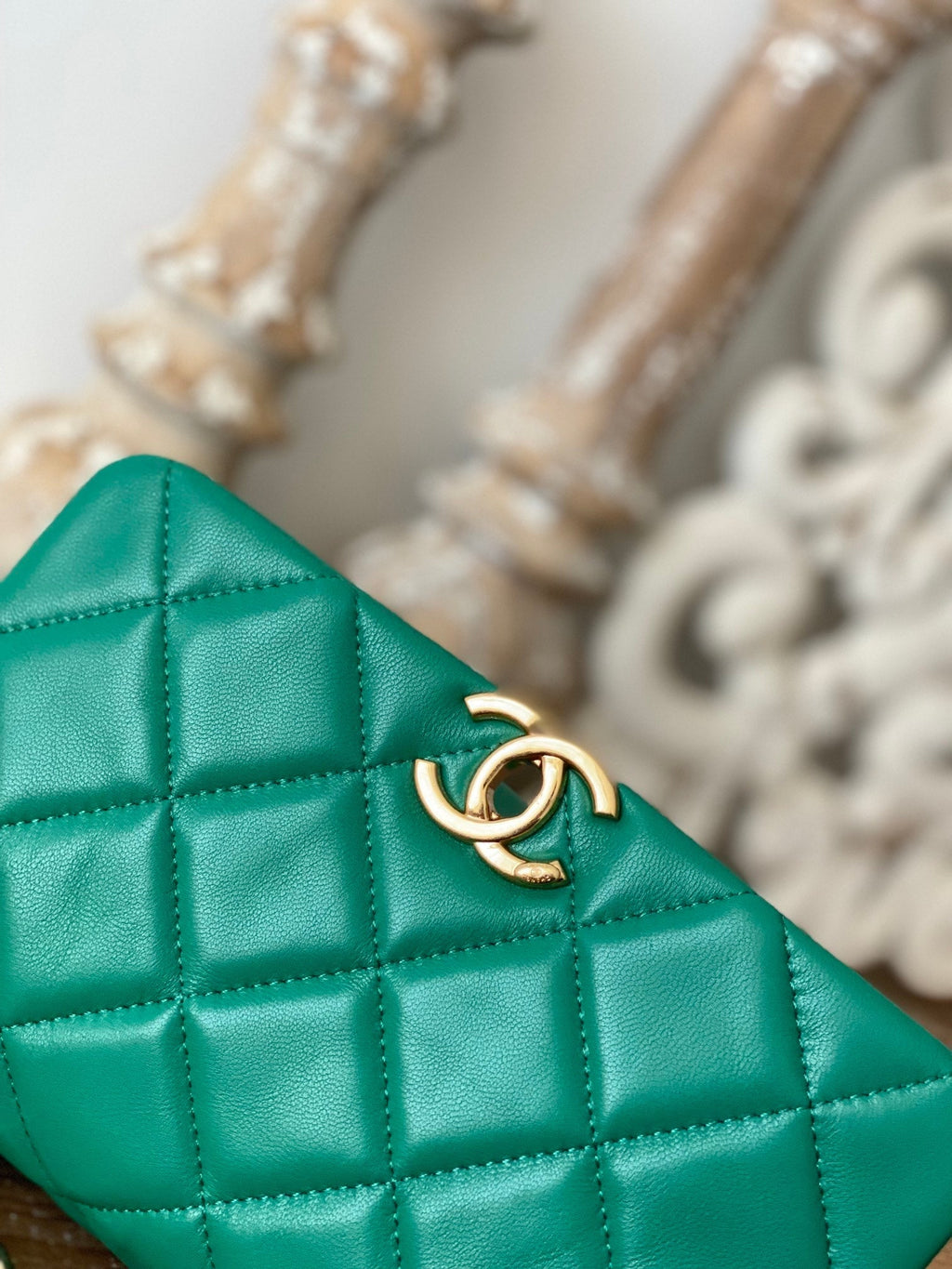 Chanel Classic GLAMIamond GlamIap Bag Green For Women Bags 9.1in/23cm