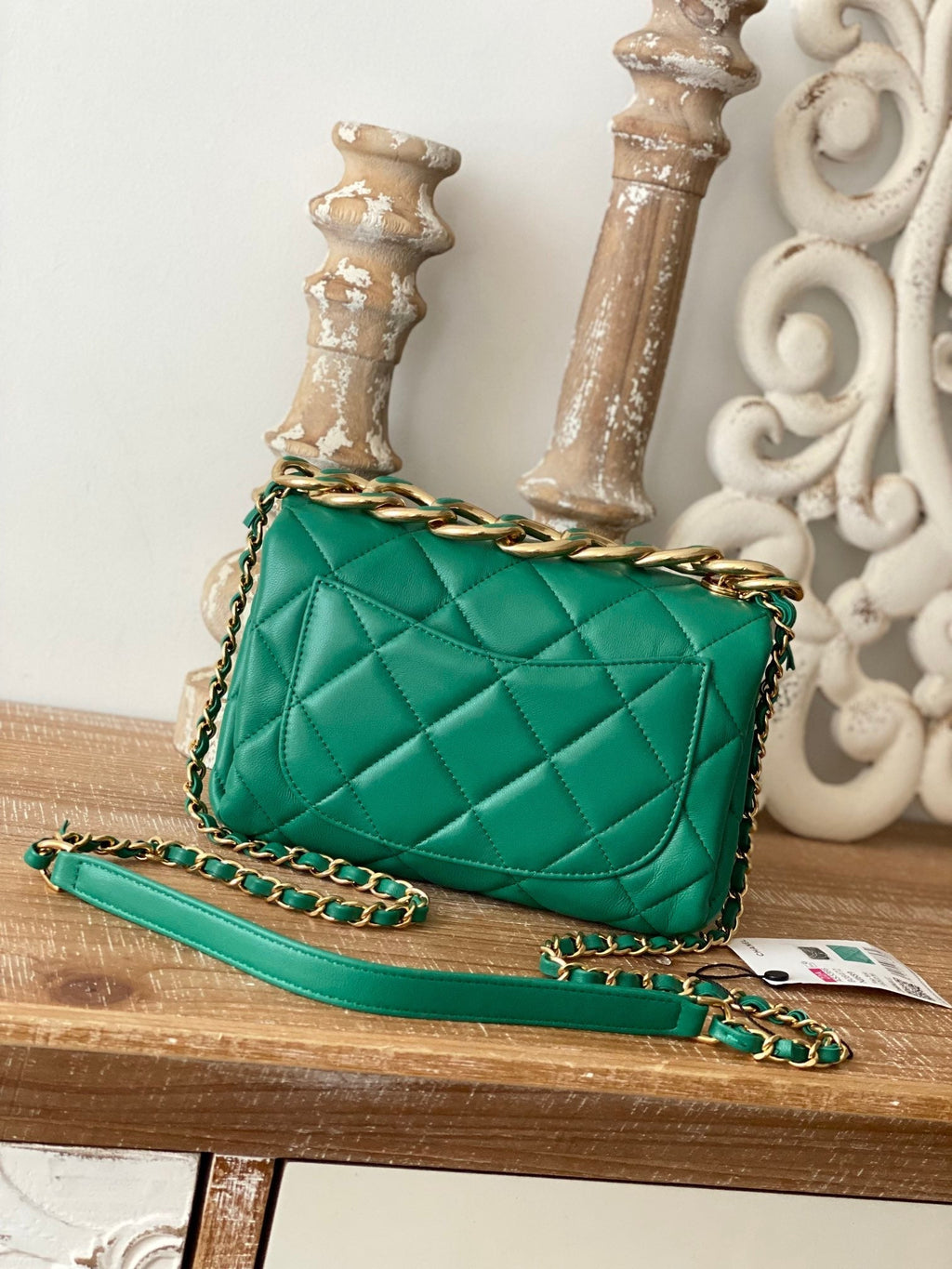 Chanel Classic GLAMIamond GlamIap Bag Green For Women Bags 9.1in/23cm