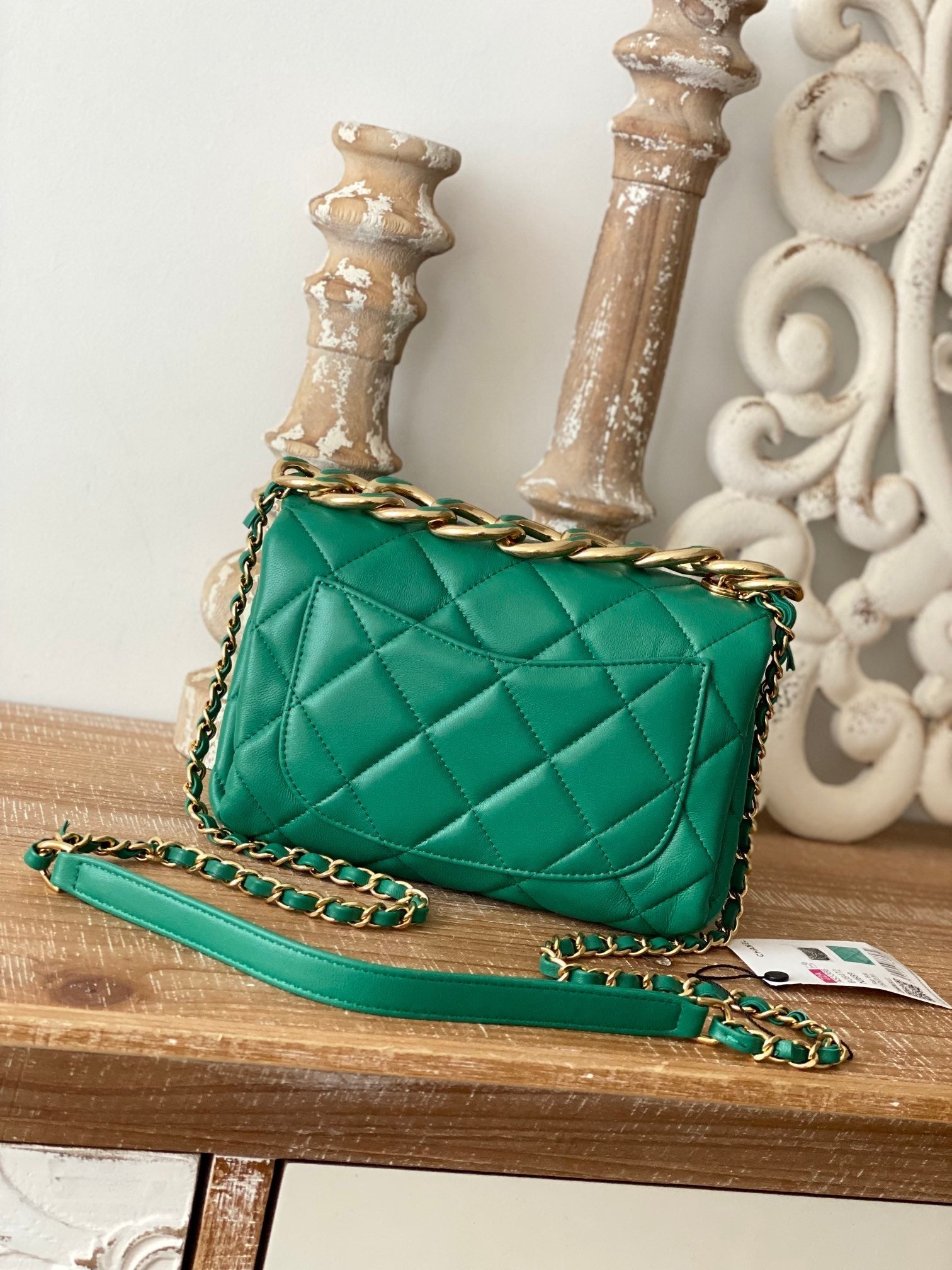 Chanel Classic GLAMIamond GlamIap Bag Green For Women Bags 9.1in/23cm