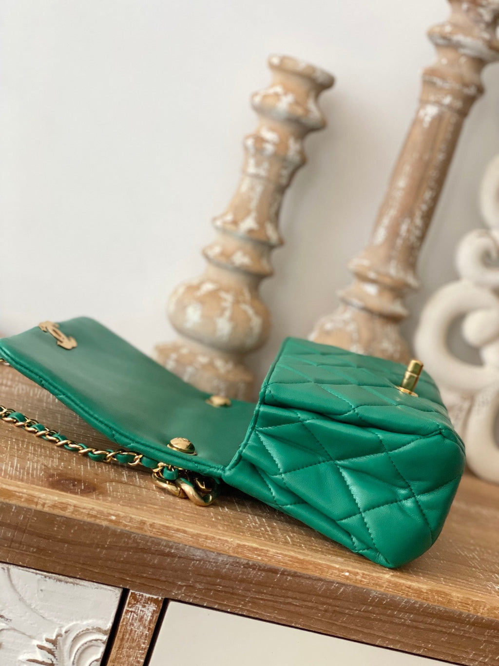 Chanel Classic GLAMIamond GlamIap Bag Green For Women Bags 9.1in/23cm