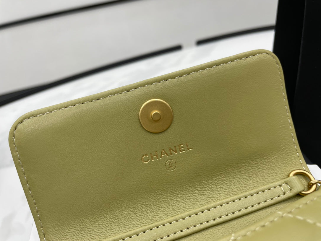 Chanel Classic GLAMIstressed Green For Women Bags 4.7in/12cm