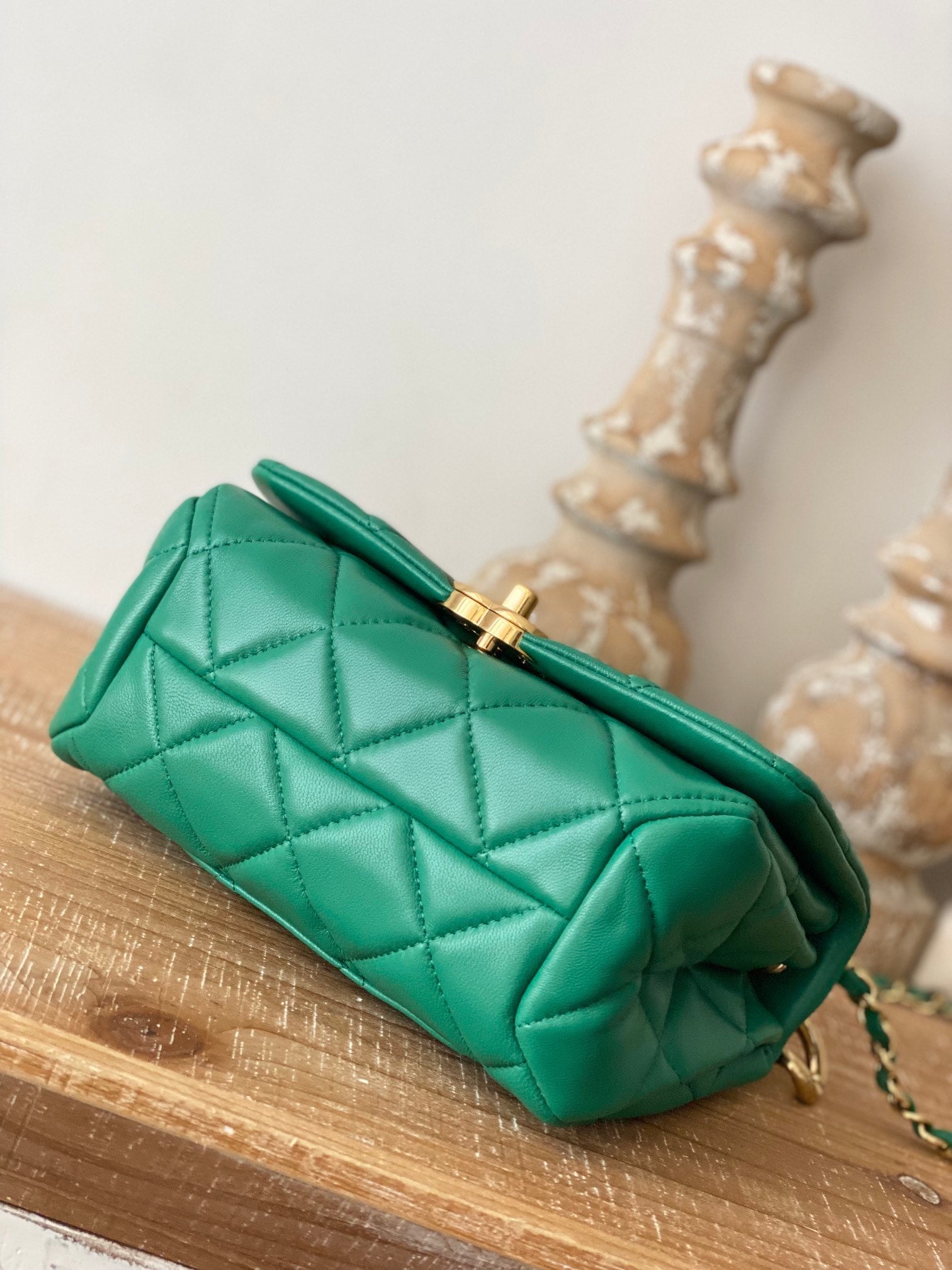 Chanel Classic GLAMIamond GlamIap Bag Green For Women Bags 9.1in/23cm