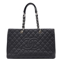 Chanel XL Grand Quilted Caviar Leather Shopping Tote Bag Black
