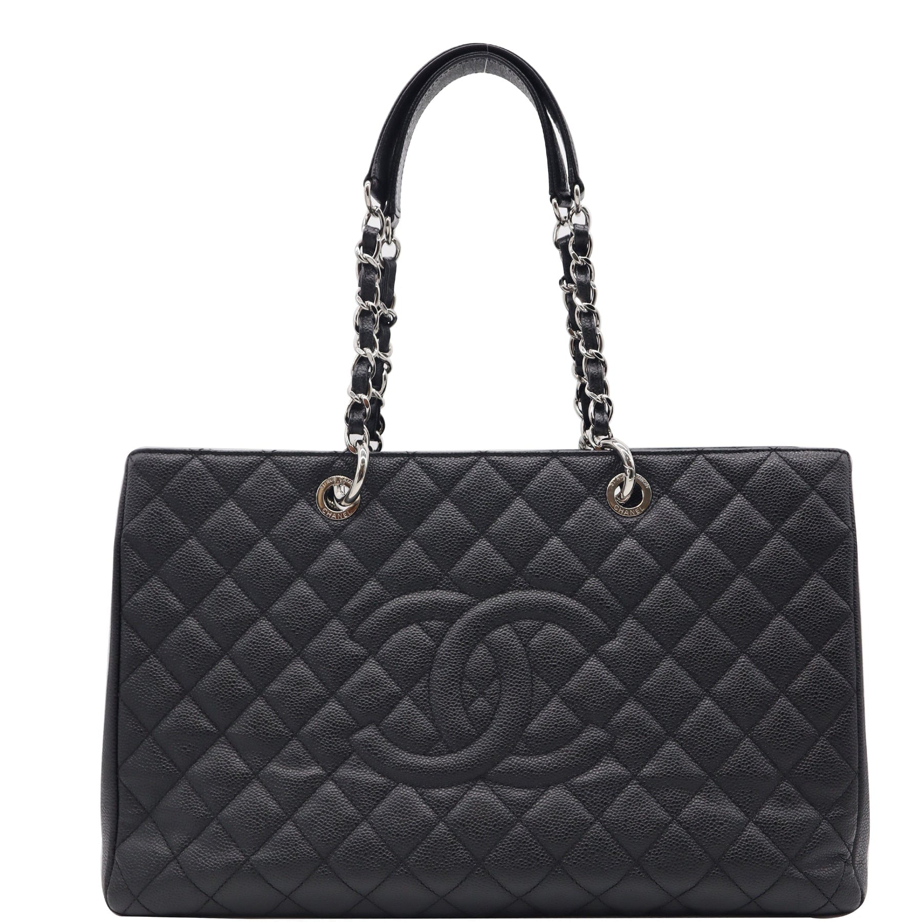 Chanel XL Grand Quilted Caviar Leather Shopping Tote Bag Black